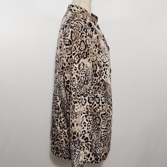 Chico's Size 2/12-14 Leopard Print Button Down Mandarin Collar Lined Jacket - Picture 10 of 14